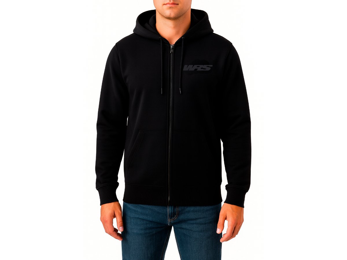 WRS Original Zip-Up Hoodie 100% Cotton Black Logo