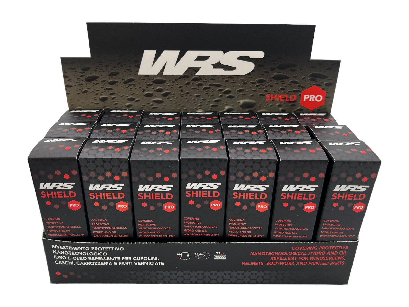 WRS SHIELD 2.0 NANOTECH PROTECTION FOR WINDSCREENS AND VISORS DISPLAY BOX 21 PIECES