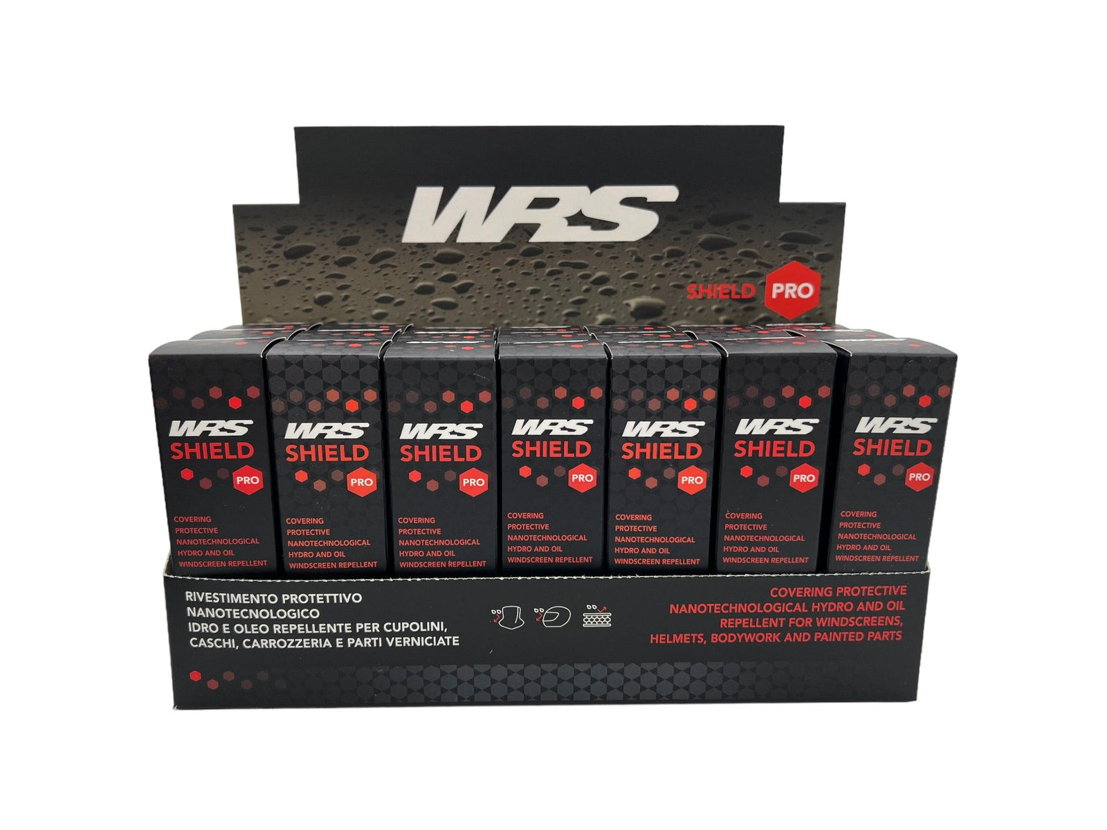 WRS SHIELD 2.0 NANOTECH PROTECTION FOR WINDSCREENS AND VISORS DISPLAY BOX 21 PIECES