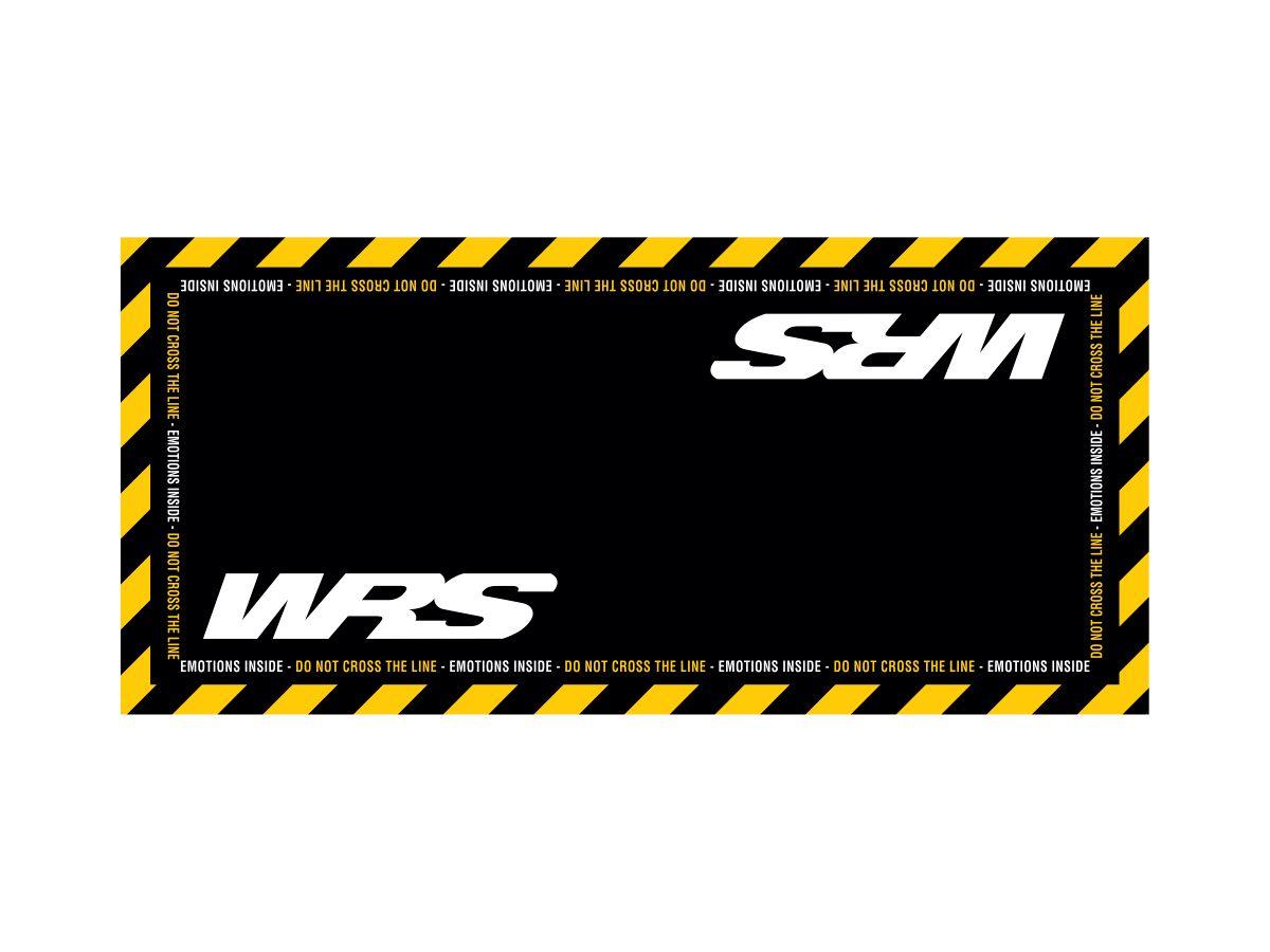 ORIGINAL WRS RECTANGULAR MOTORCYCLE CARPET WITH LOGO AND YELLOW LINE