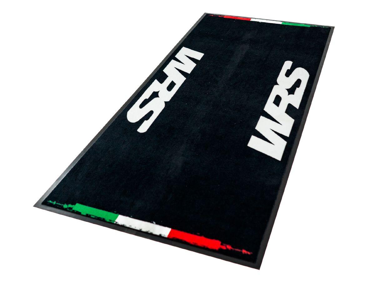 ORIGINAL WRS RECTANGULAR MOTORCYCLE CARPET WITH LOGO AND ITALIAN FLAG