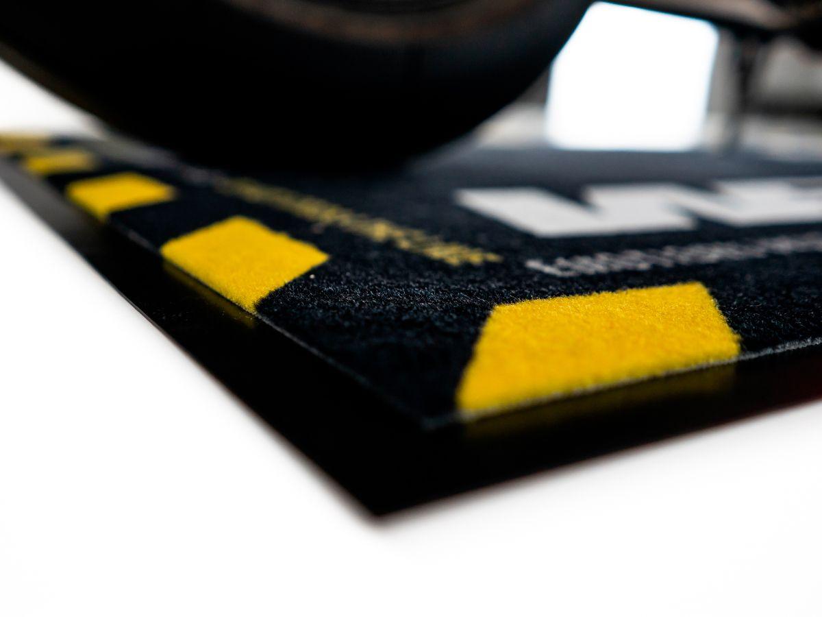 ORIGINAL WRS RECTANGULAR MOTORCYCLE CARPET WITH LOGO AND YELLOW LINE