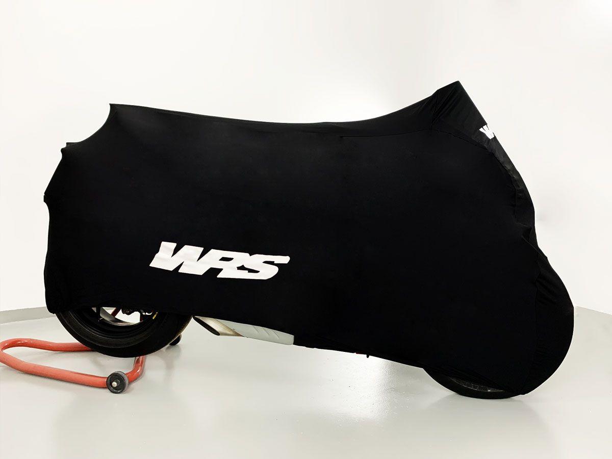 WRS Universal Blu Motorcycle Cover with White Logo Black