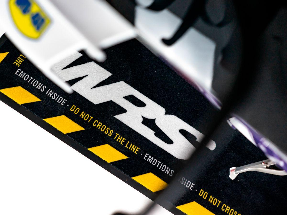 ORIGINAL WRS RECTANGULAR MOTORCYCLE CARPET WITH LOGO AND YELLOW LINE