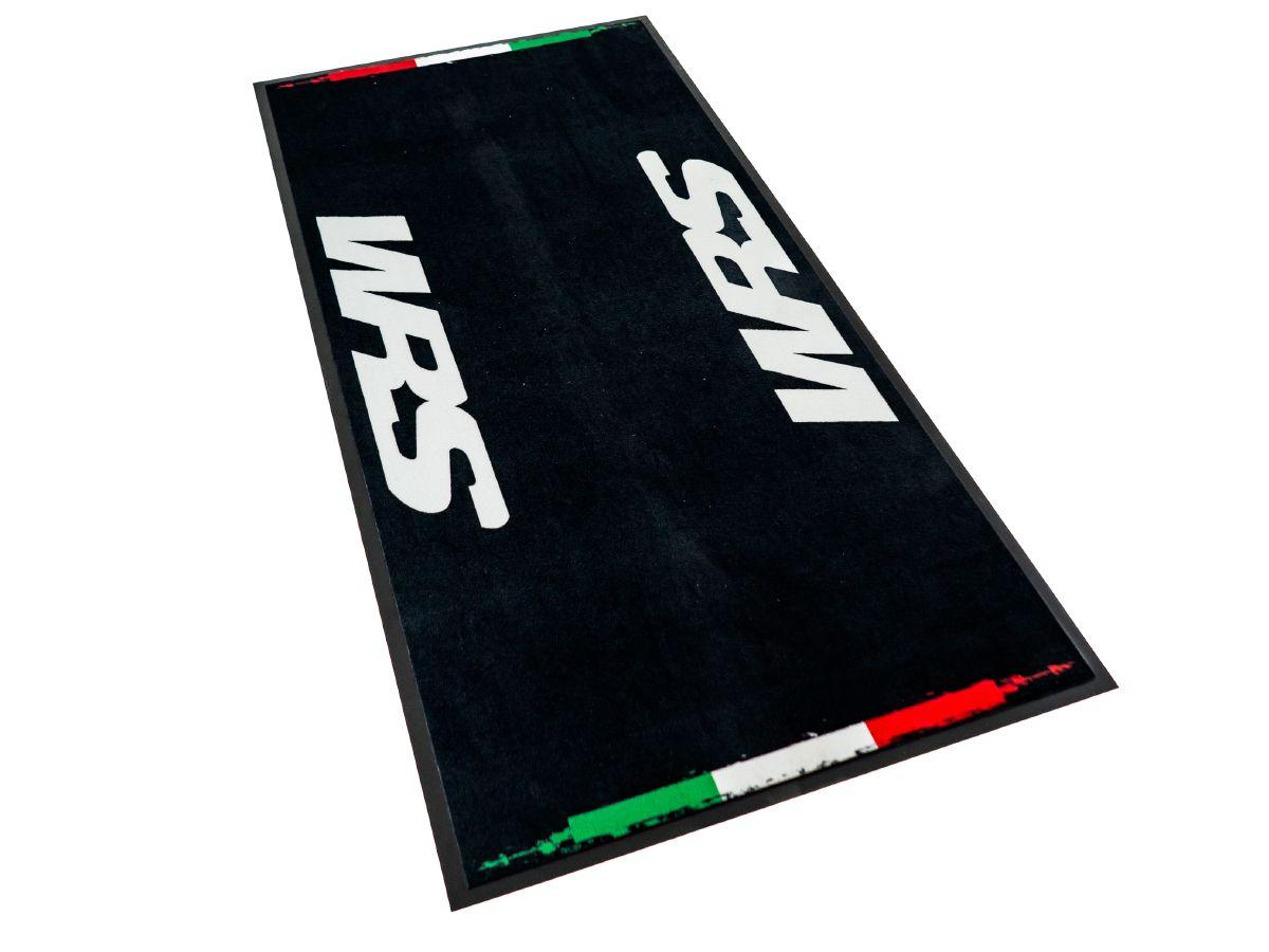 ORIGINAL WRS RECTANGULAR MOTORCYCLE CARPET WITH LOGO AND ITALIAN FLAG